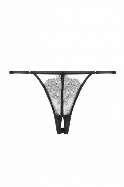 Playful Promises Black Lace Strappy Crotchless Thong Playful Promises
