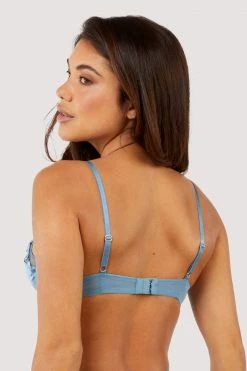 Playful Promises Olympia Storm Grey Diamante Mesh And Satin Bra New In