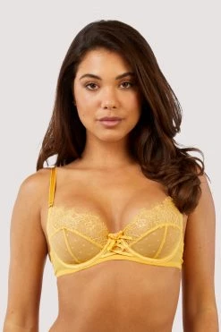 Playful Promises Ziggy Mango Lace And Spotted Mesh Bra