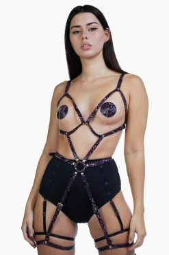 Regalia Open Cup Leg Cuff Harness Purple Snake New In Accessories