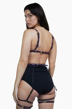 Wholesale ⭐ Regalia Open Cup Leg Cuff Harness Purple Snake New In Accessories 🎁 7 Regalia Open Cup Leg Cuff Harness Purple Snake New In Accessories