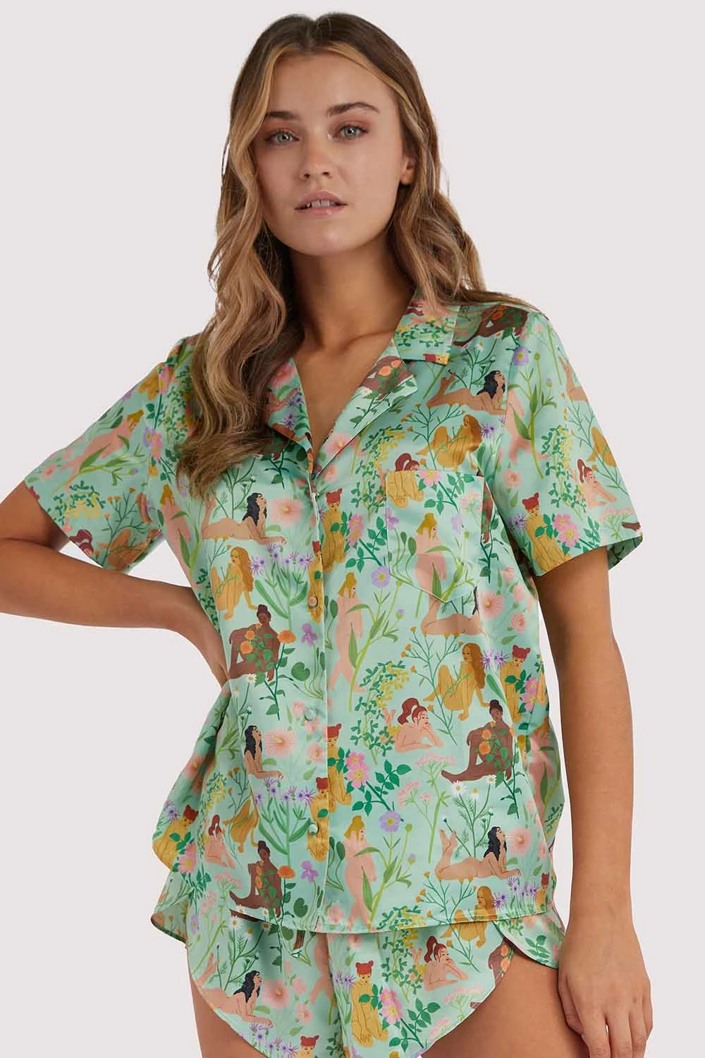 Cheap 🌟 Playful Promises Bodil Jane Recycled Nudes & Flowers Short Sleeved 👚 Shirt Nightwear 🔔 7 Playful Promises Bodil Jane Recycled Nudes & Flowers Short Sleeved Shirt Nightwear