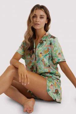 Playful Promises Bodil Jane Recycled Nudes & Flowers Short Sleeved Shirt Nightwear