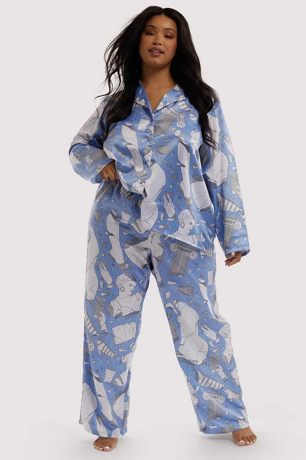 Best deal ๐ฅฐ Playful Promises Nightwear Logan Spector Recycled Blue Statues Satin Trousers ๐ 6 Playful Promises Nightwear Logan Spector Recycled Blue Statues Satin Trousers