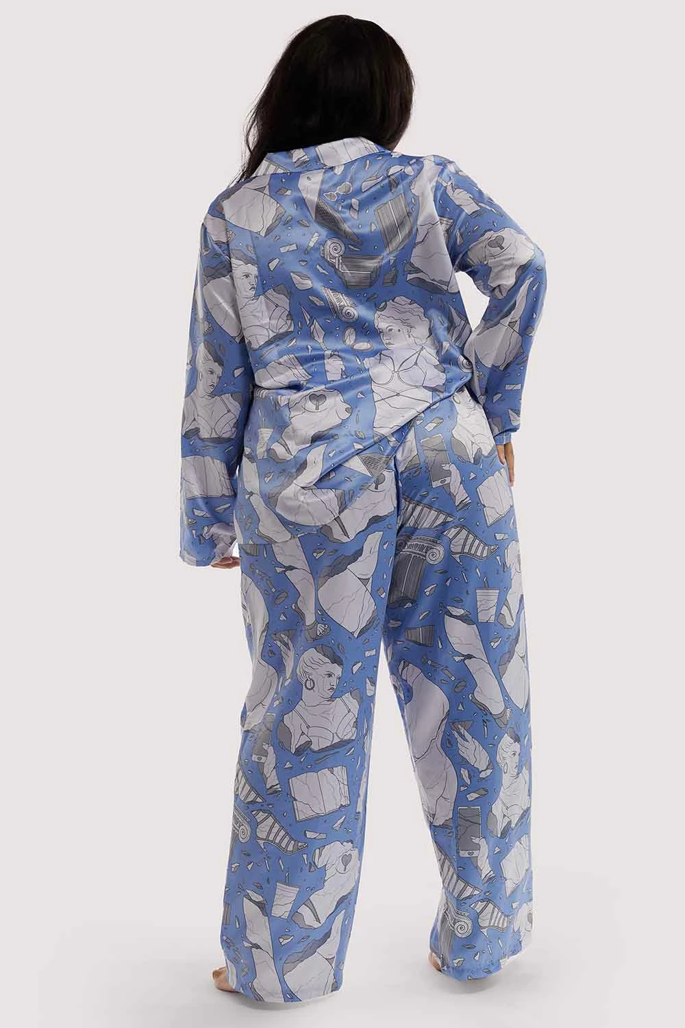 Best deal ๐ฅฐ Playful Promises Nightwear Logan Spector Recycled Blue Statues Satin Trousers ๐ 9 Playful Promises Nightwear Logan Spector Recycled Blue Statues Satin Trousers