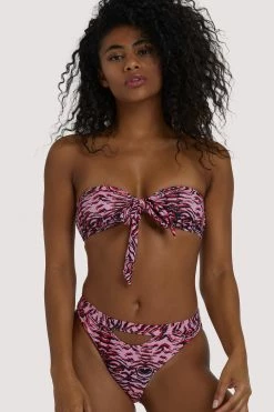 Luxe Palm Tiger Bow Tie Bandeau Swimwear