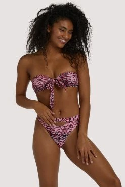 Luxe Palm Tiger Bow Tie Bandeau Swimwear