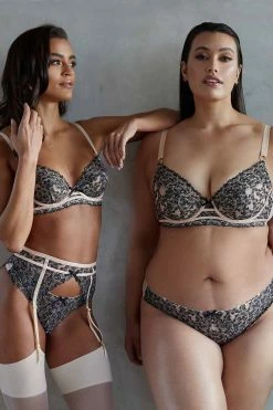 Playful Promises Skull & Roses Embroidery Peach Balcony Bra