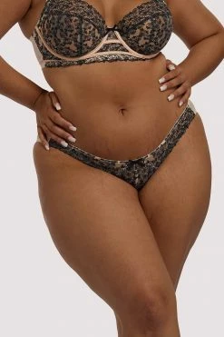 Playful Promises Skull & Roses Embroidery Peach Brief Knickers