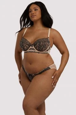 Playful Promises Skull & Roses Embroidery Peach Brief Knickers