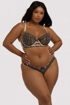 Playful Promises Skull & Roses Embroidery Peach Brief Knickers