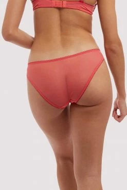 Playful Promises Free Sexy Summer Brief Cherry Embroidery Coral Brief