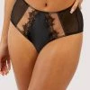 Playful Promises Wren Black Illusion Mesh And Satin High Waist Brief New In
