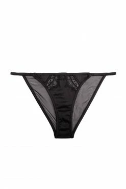 Playful Promises New In Wren Black Satin And Lace Tanga Brief