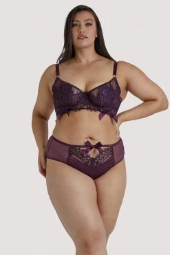 Playful Promises Josephine Aubergine Corded Lace Bra