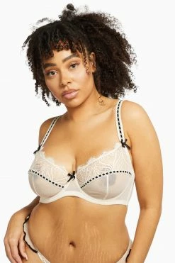 Playful Promises Monica Ribbon Slot Lace Bra Core Peach Bras