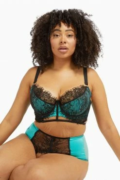 Playful Promises Henrietta Teal Lace Overlay Bra