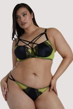 Deals ❤️ Playful Promises Indigo Lime Strappy Picot Plunge Bra Bras 🤩 27 Playful Promises Indigo Lime Strappy Picot Plunge Bra Bras