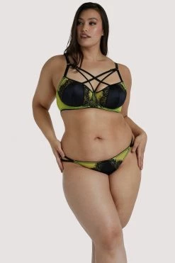 Deals ❤️ Playful Promises Indigo Lime Strappy Picot Plunge Bra Bras 🤩 28 Playful Promises Indigo Lime Strappy Picot Plunge Bra Bras
