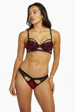 Budget 😍 Playful Promises Tasmin Ruby Lace Brazilian Brief Knickers 🛒 18 Playful Promises Tasmin Ruby Lace Brazilian Brief Knickers
