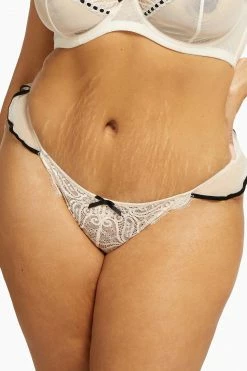 Playful Promises Knickers Monica Ribbon Slot Brief Peach Core