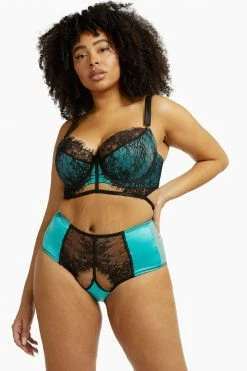 Top 10 😍 Playful Promises Knickers Henrietta Teal Lace Overlay High Waist Brief ✨ 24 Playful Promises Knickers Henrietta Teal Lace Overlay High Waist Brief