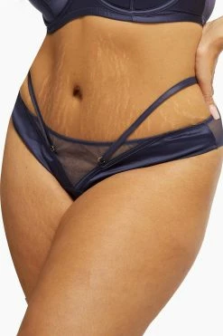 Playful Promises Philly Navy Tulip Satin Thong
