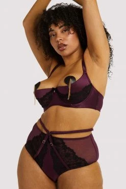 Playful Promises Muriel Purple Lace Quarter Cup Bra