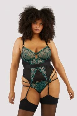 Playful Promises Dakota Green & Gold Snake Basque New In