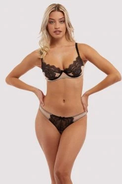 Deja Day Rosalyn Black And Blush Balcony Bra