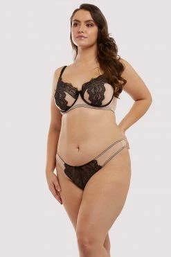Deja Day Rosalyn Black And Blush Balcony Bra