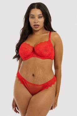 Flash Sale 👍 Deja Day Rosalyn Red Balcony Bra 🔔 24 Deja Day Rosalyn Red Balcony Bra