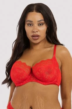 Flash Sale 👍 Deja Day Rosalyn Red Balcony Bra 🔔 19 Deja Day Rosalyn Red Balcony Bra
