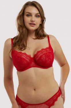 Flash Sale 👍 Deja Day Rosalyn Red Balcony Bra 🔔 20 Deja Day Rosalyn Red Balcony Bra