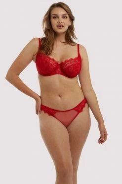 Flash Sale 👍 Deja Day Rosalyn Red Balcony Bra 🔔 23 Deja Day Rosalyn Red Balcony Bra