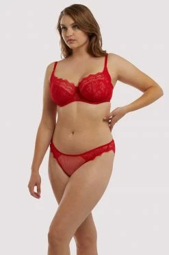 Flash Sale 👍 Deja Day Rosalyn Red Balcony Bra 🔔 26 Deja Day Rosalyn Red Balcony Bra