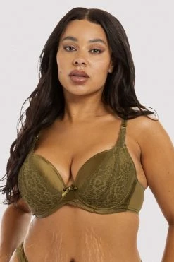 Deja Day Sophia Olive Plunge Push Up Bra New In Bras