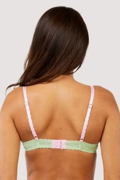 Deja Day Grace Green Supportive Plunge Mesh Bra