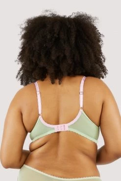 Deja Day Grace Green Supportive Plunge Mesh Bra