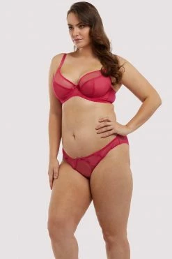 Deja Day Grace Hot Pink Mesh Brazilian Brief