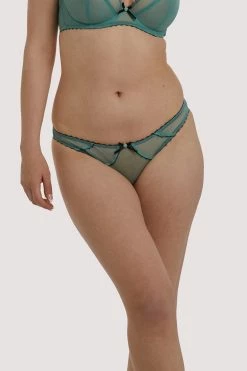 Deja Day Grace Mesh Net Green Moss And Black Brazilian Brief