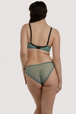 Deja Day Grace Mesh Net Green Moss And Black Brazilian Brief