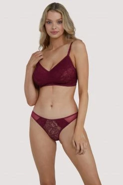 Deja Day Emma Merlot Brazilian Lace Brief Knickers