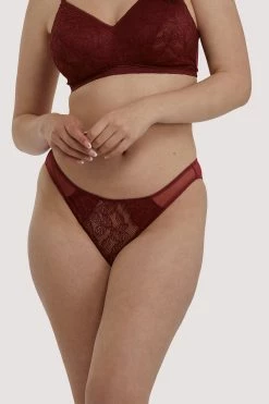 Deja Day Emma Merlot Brazilian Lace Brief Knickers