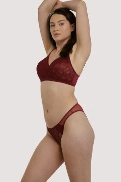 Deja Day Emma Merlot Brazilian Lace Brief Knickers
