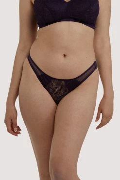 Deja Day Emma Vine Purple Brazilian Lace Brief Knickers