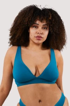 Deja Day New In Second Skin Teal Recycled Triangle Bra