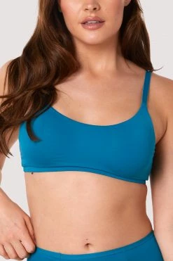 Outlet 🎁 Deja Day Second Skin Teal Recycled Crop Top Bra ✔️ 12 Deja Day Second Skin Teal Recycled Crop Top Bra