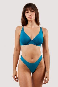 Deja Day Second Skin Teal Recycled Plunge Bra New In