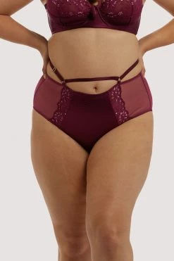 Dita Von Teese Lingerie Knickers Madame X Dark Cherry High Waist Curve Brief